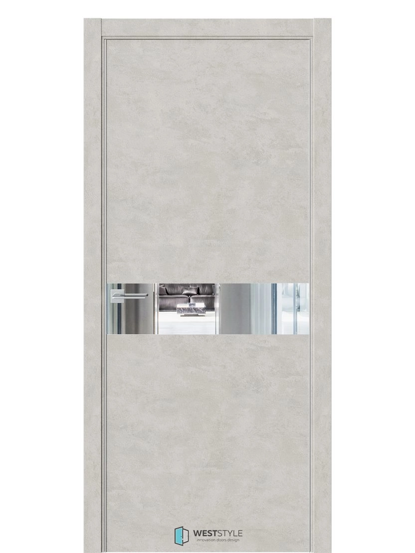 Межкомнатная дверь WestStyle Industrial IN1 ДО Зеркало Бетон смоки