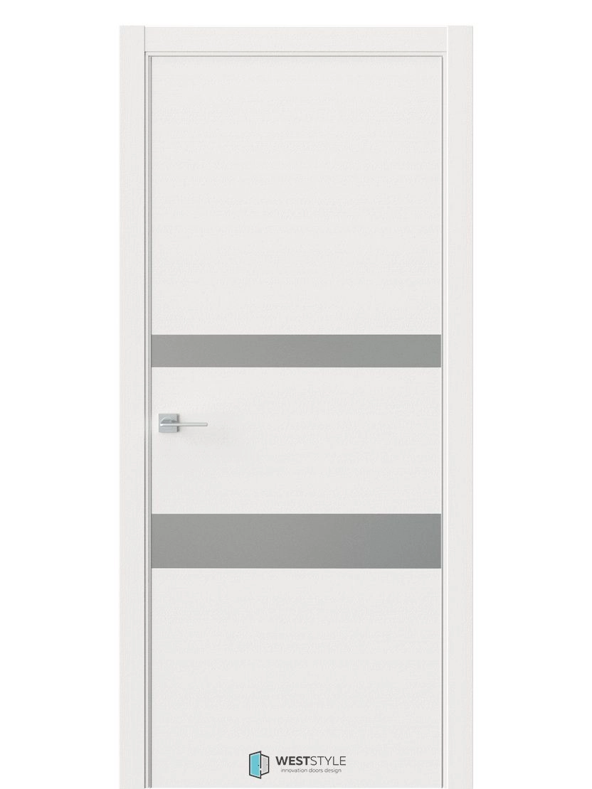 Межкомнатная дверь WestStyle Industrial IN16 ДО Зеркало сатин графит Белое дерево